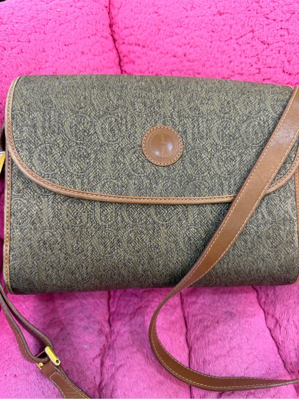 Gucci Brown Monogram Crossbody with Leather Trim
